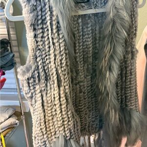 Dolce Cabo Vest Real Rabbit Fur with Raccoon fur trim